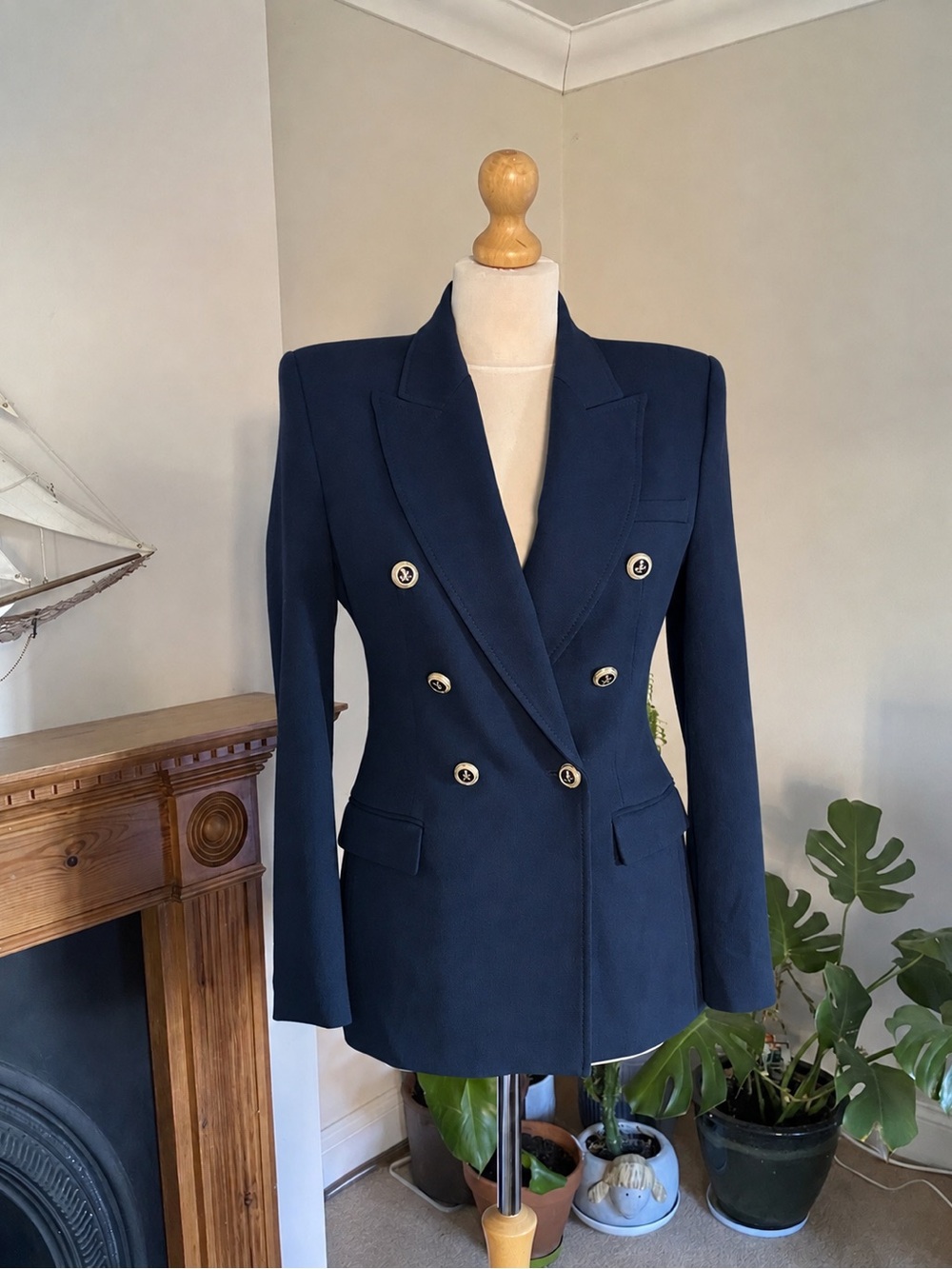 ZARA Classic Double-Breasted Navy Women's Blazer